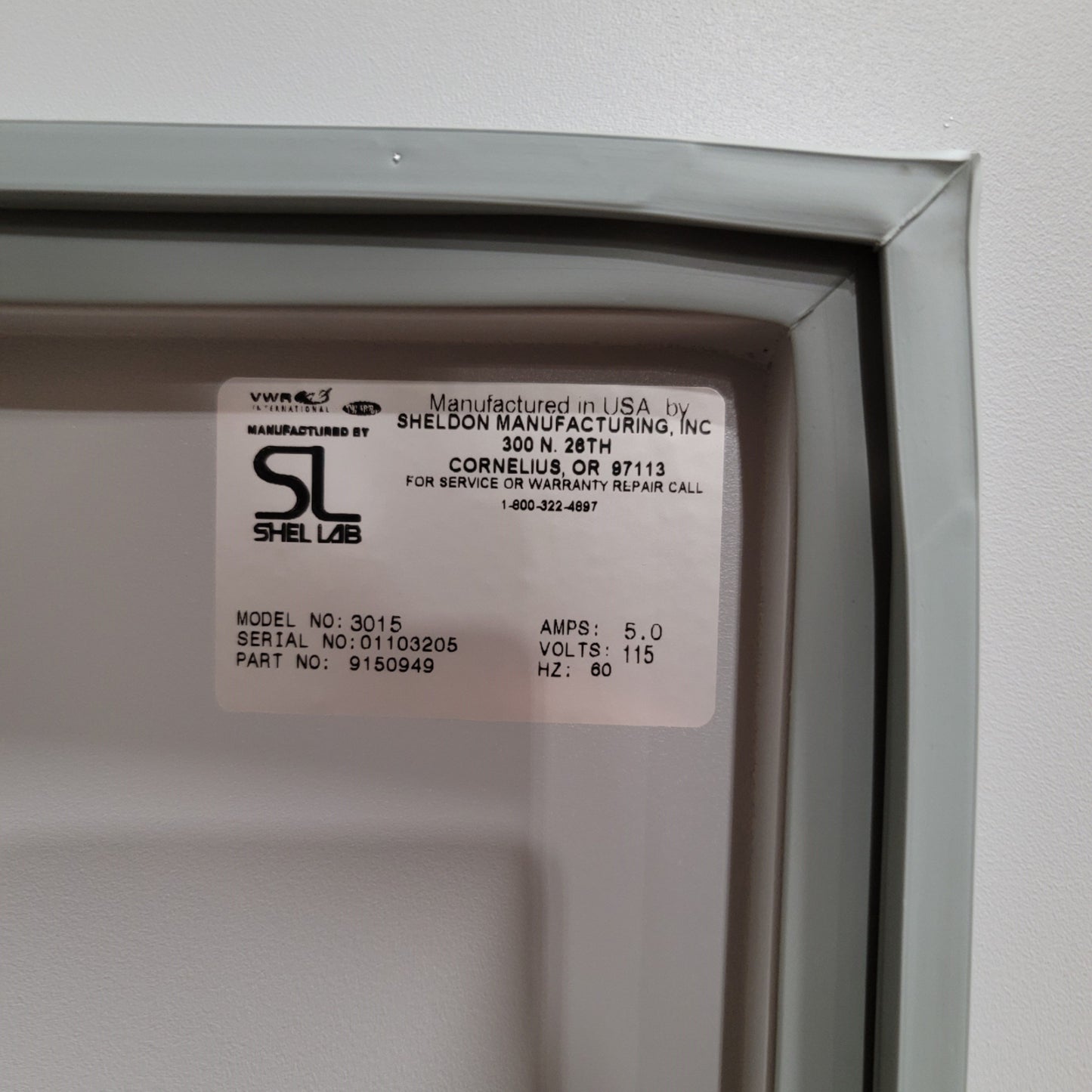 Used VWR Shel Lab 3015 Water Jacketed Incubator 5.5cu.ft., Ambient To 70°C, 120VAC 5A