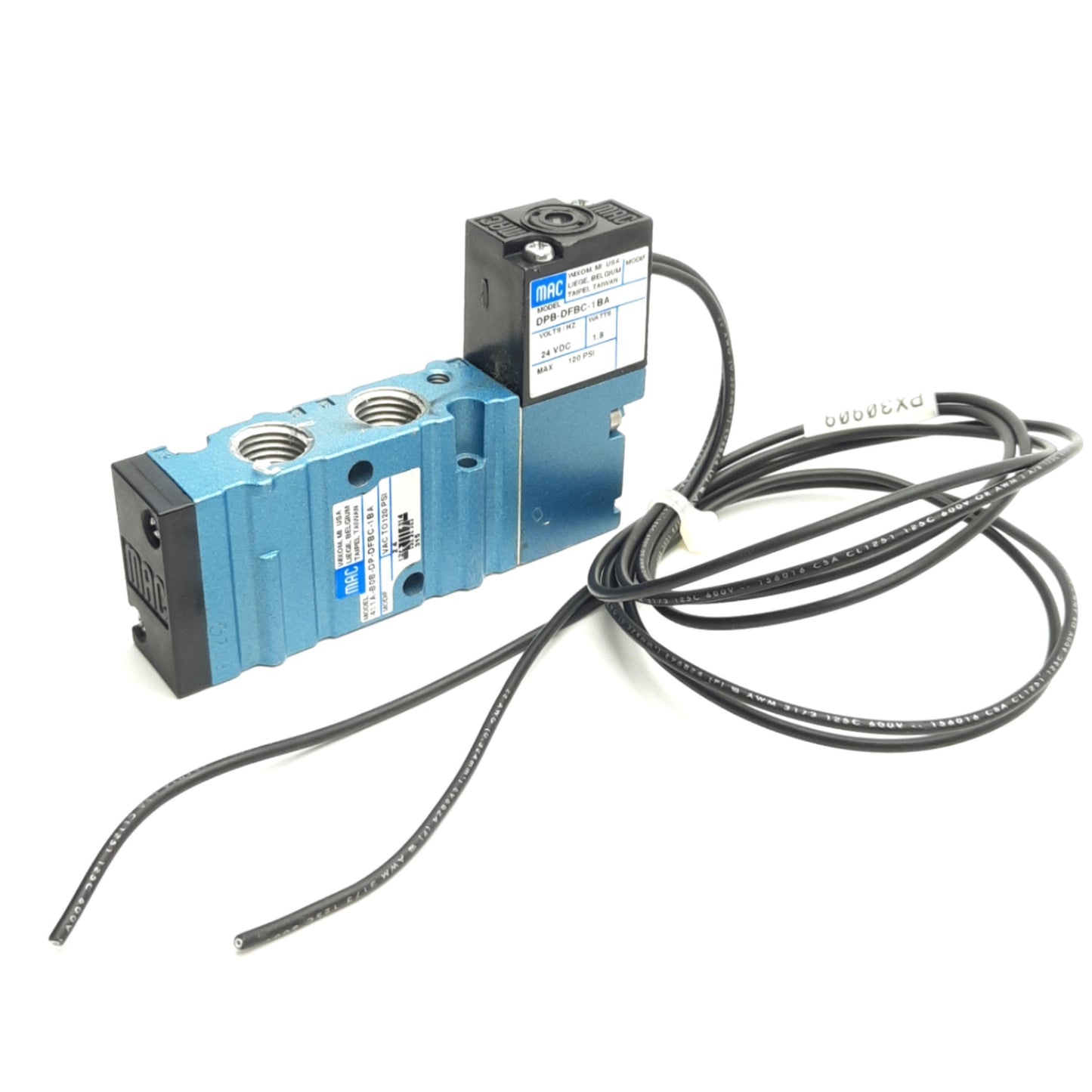Used Mac Valves 411A-BOB-DP-DFBC-1BA Solenoid Valve, 5/2Way, 1/4" NPTF, 24VDC Coil