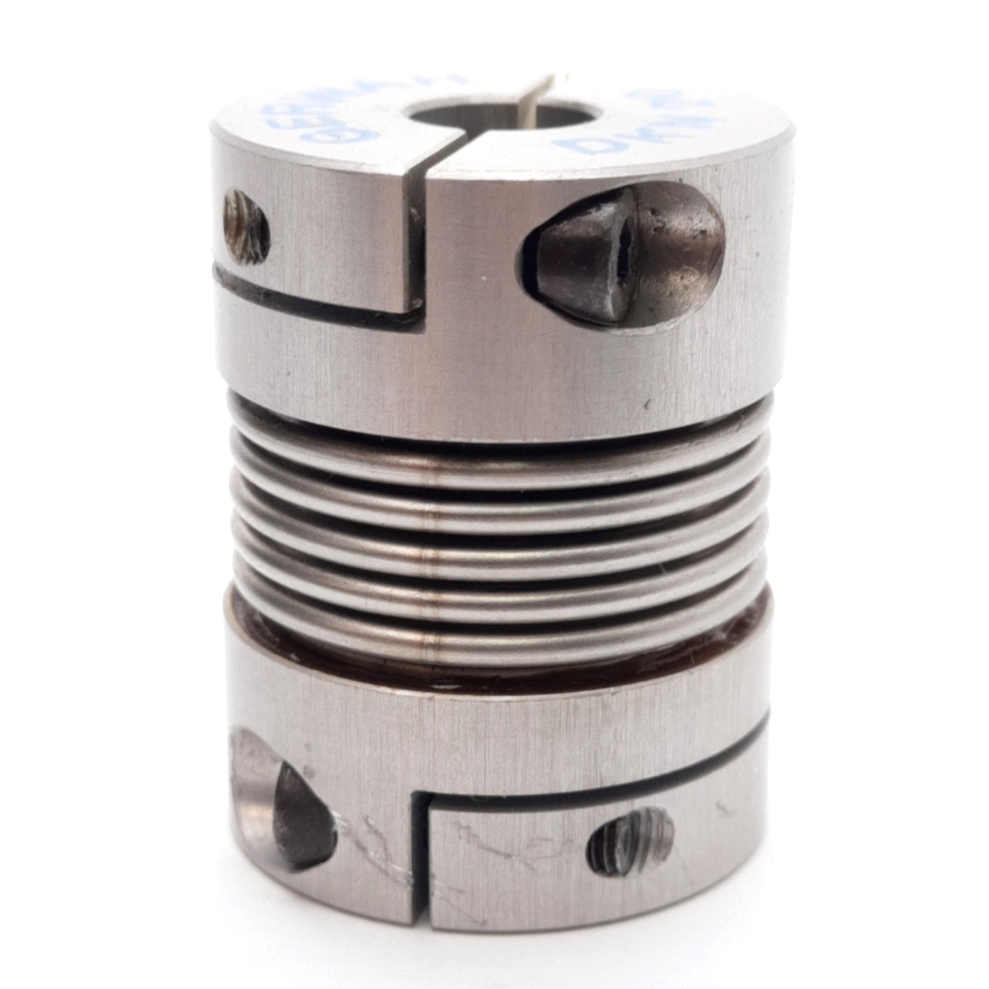 Used Gerwah DKN 20/32-8-3/8 Metal Bellows Coupling, 25mm OD, 8mm & 3/8" Bores, 32mm L