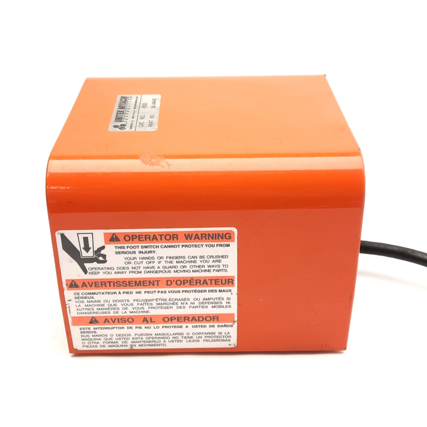 Used Unitek Miyachi 10-240-02 FS2L Two-Level Foot Switch and Guard, 3-Wire, 8ft Cable