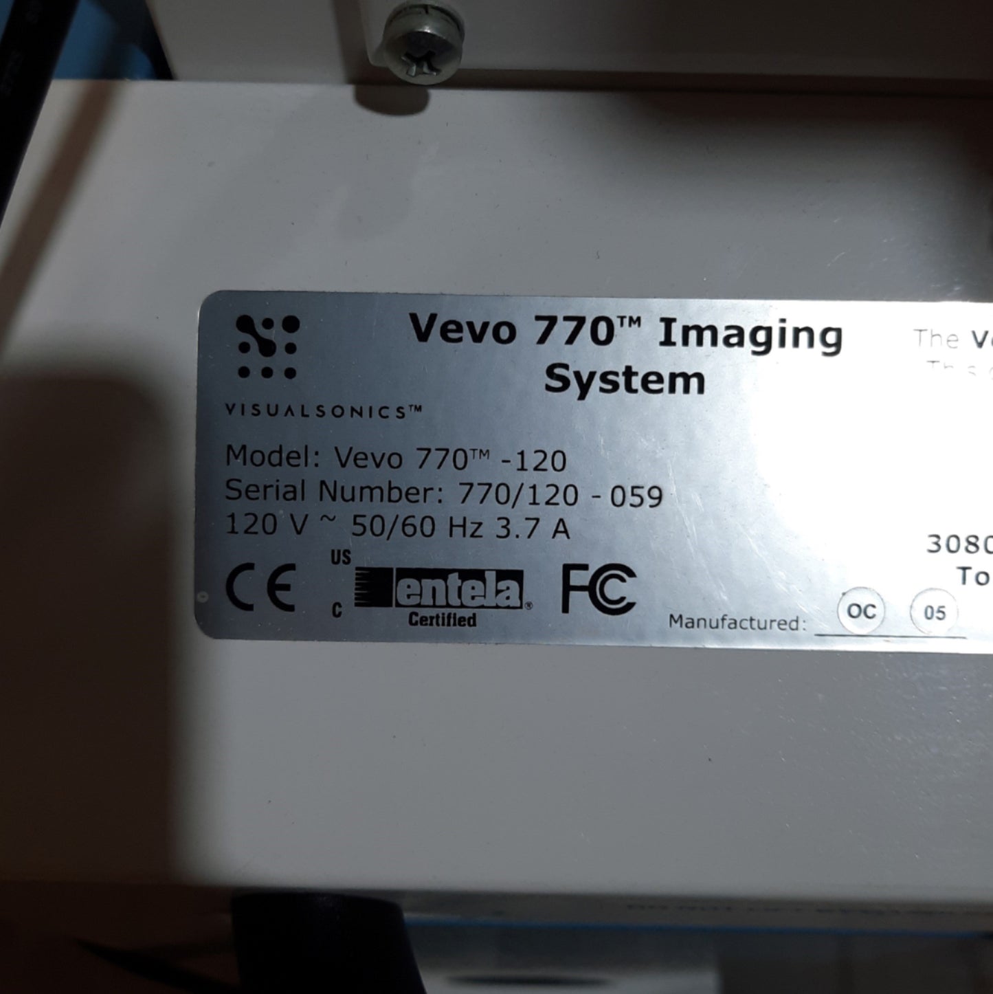 Used VisualSonics Vevo 770 Micro-Ultrasound Imaging System 120VAC w/RMV 710B Head