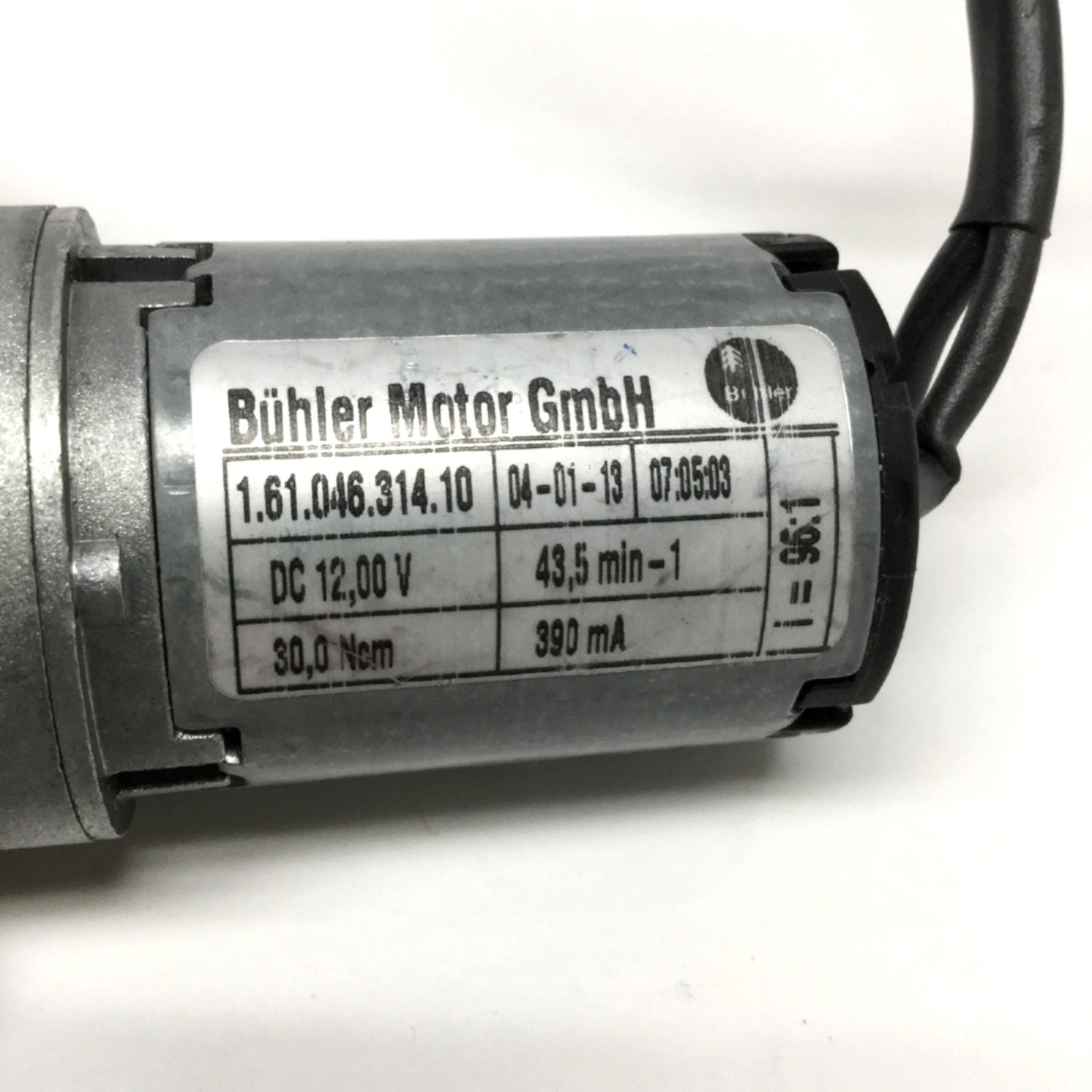 Used Buhler 1.61.046.314.10 Compact DC Gear Motor 12VDC, 43.5RPM, 96:1 Ratio, 30Ncm