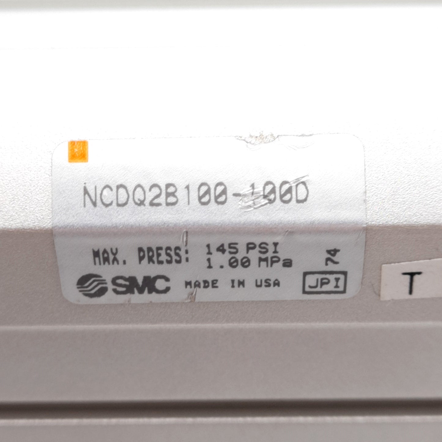Used SMC NCDQ2B100-100D Compact Pneumatic Cylinder ø100mm Bore 100mm Stroke 3/8in NPT