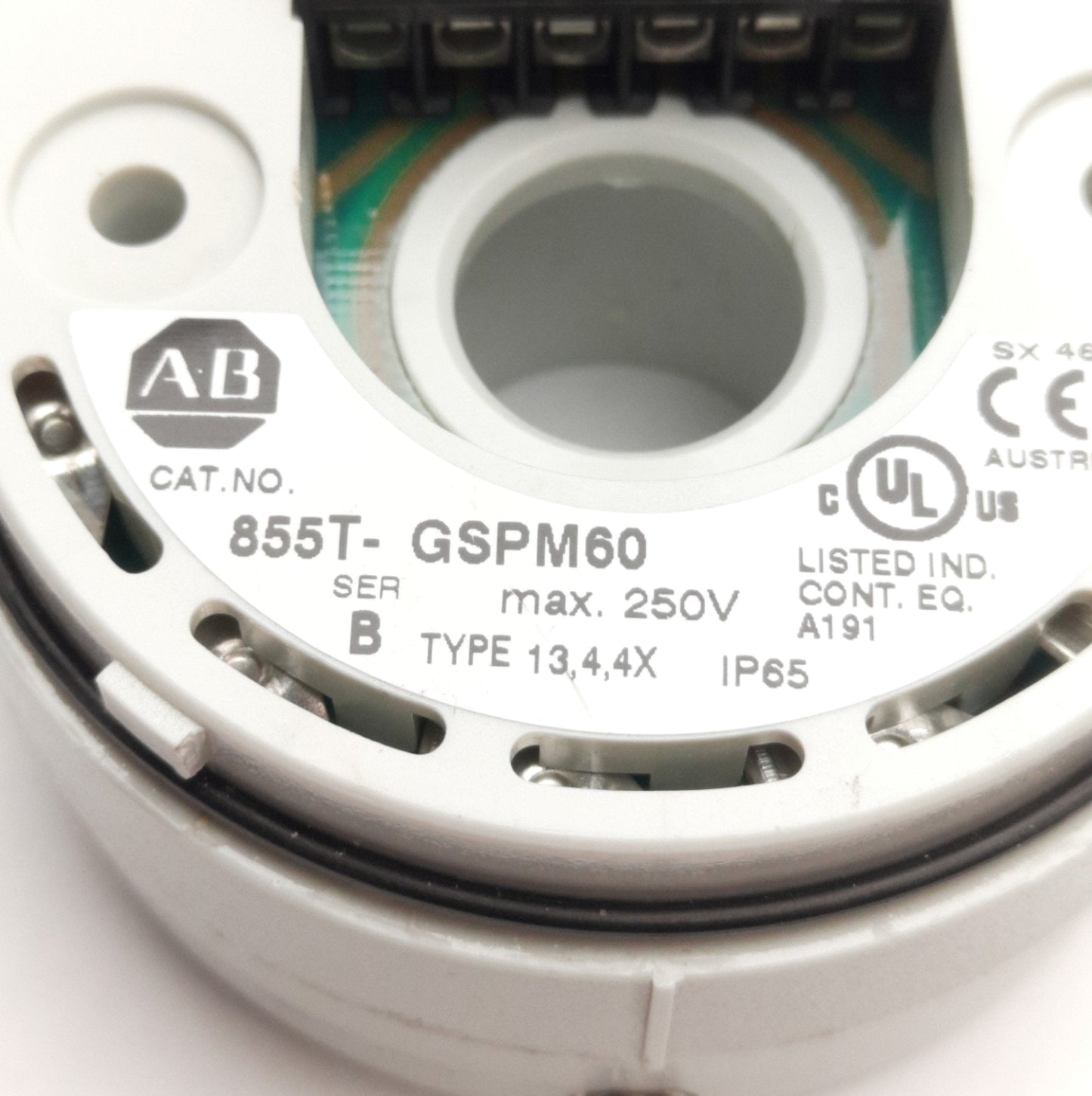 Used Allen Bradley 855T-GSPM Stack Light Tower Mounting Base, 70mm, 250V Max