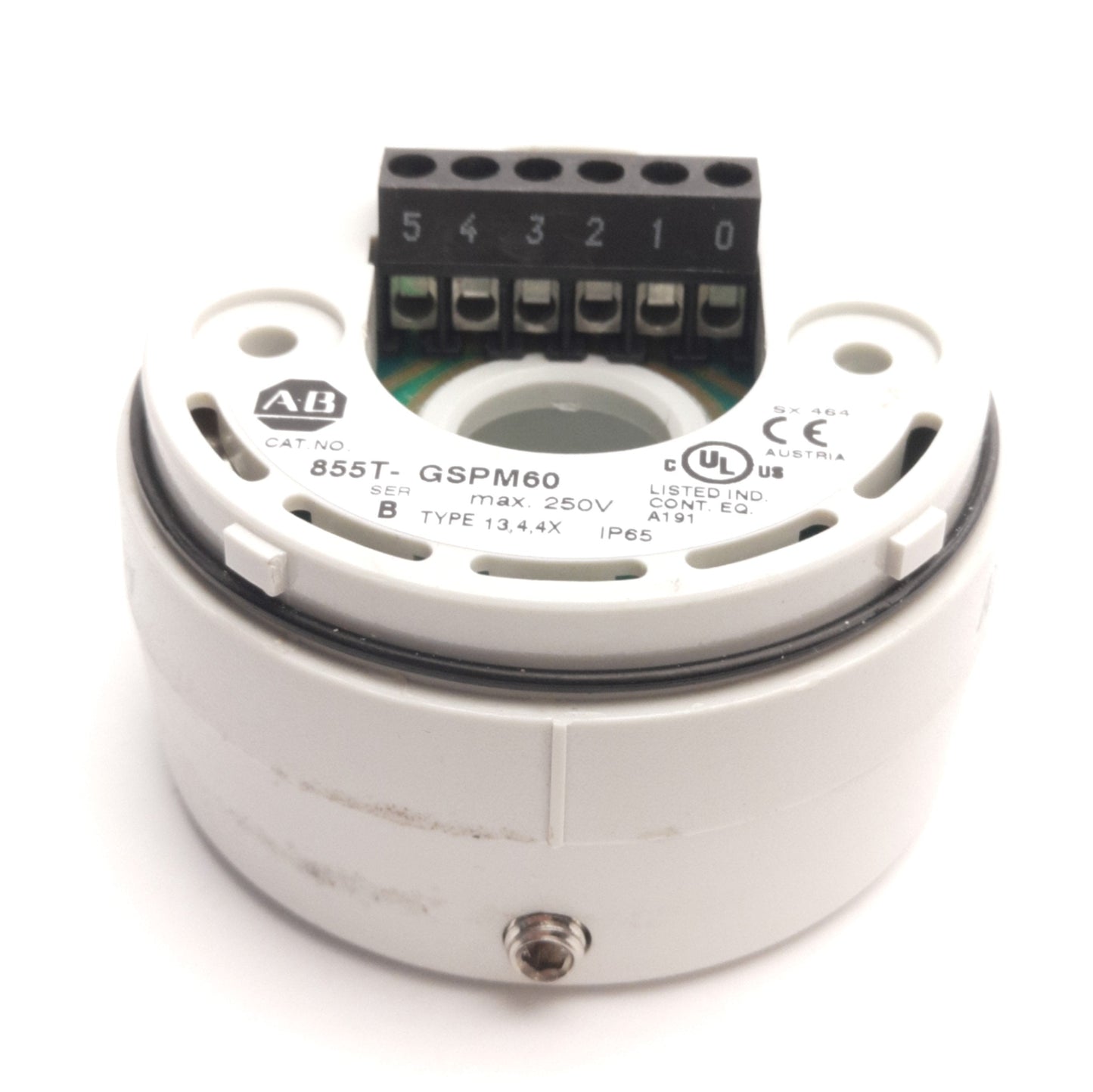 Used Allen Bradley 855T-GSPM Stack Light Tower Mounting Base, 70mm, 250V Max