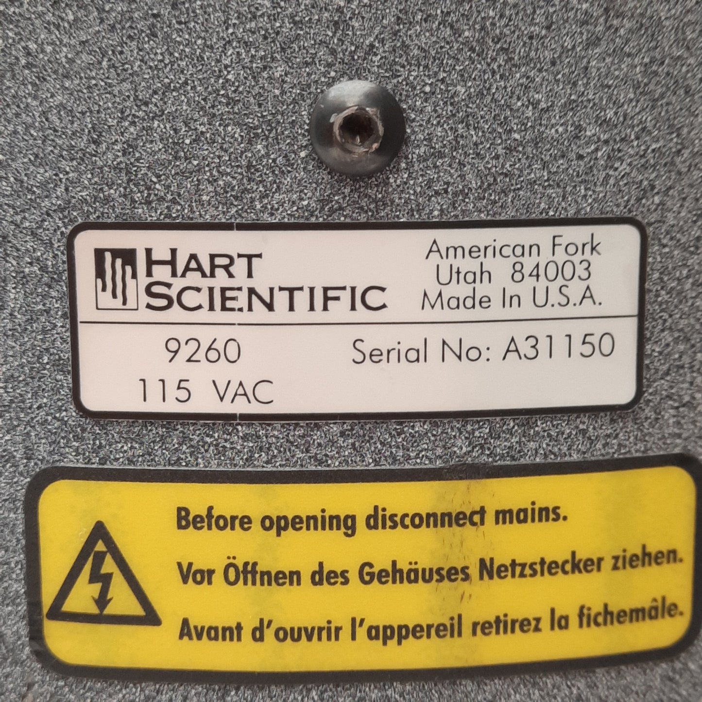 Used Hart Scientific 9260 Mini Fixed-Point Cell Furnace 50-680°C, (6x) ø3/8in Wells