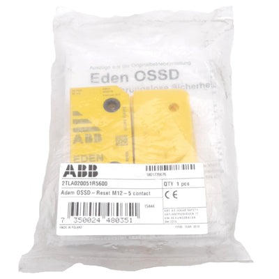 New ABB 2TLA020051R5600 Adam OSSD-Reset Proximity Sensor, 15±2mm, 24VDC, M12 5-Pin