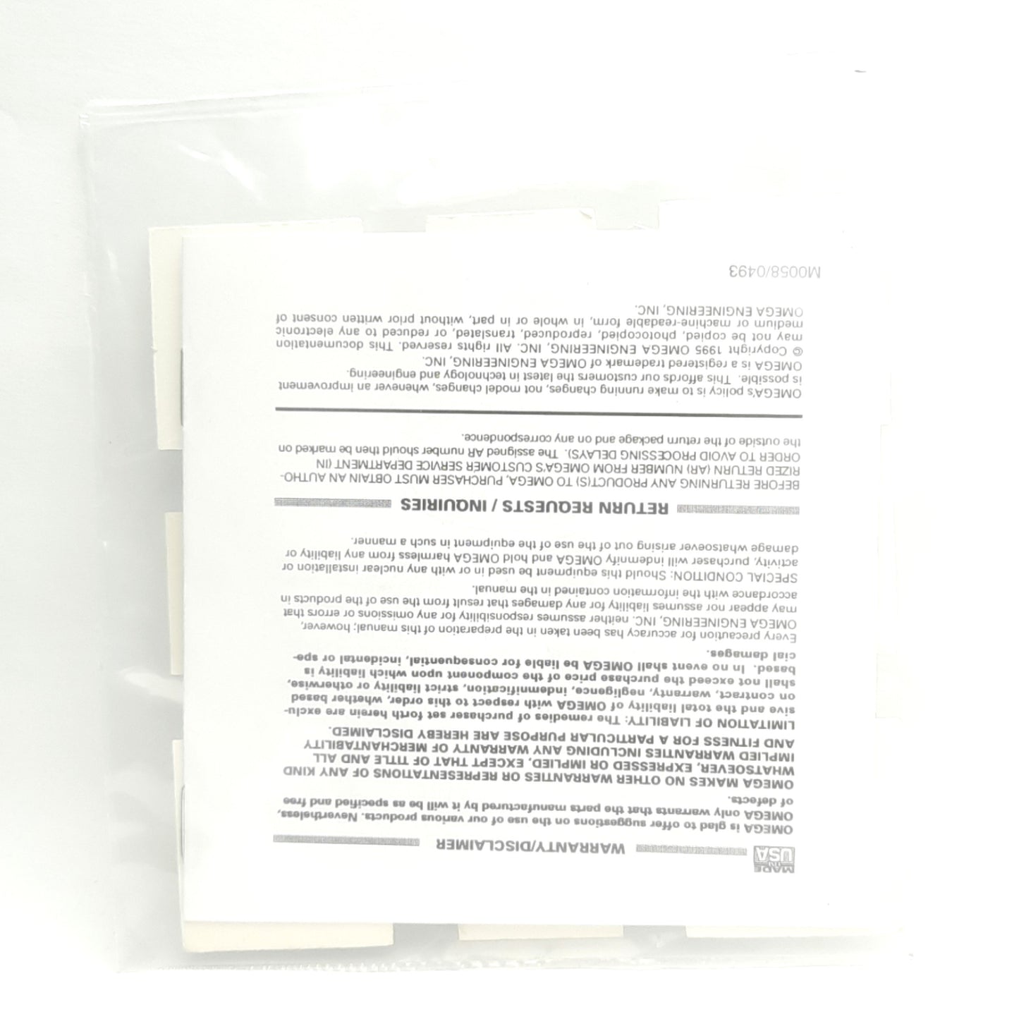 New – Open box Omega Engineering CO3-J Surface Mount Thermocouple, Type J, 1m Lead