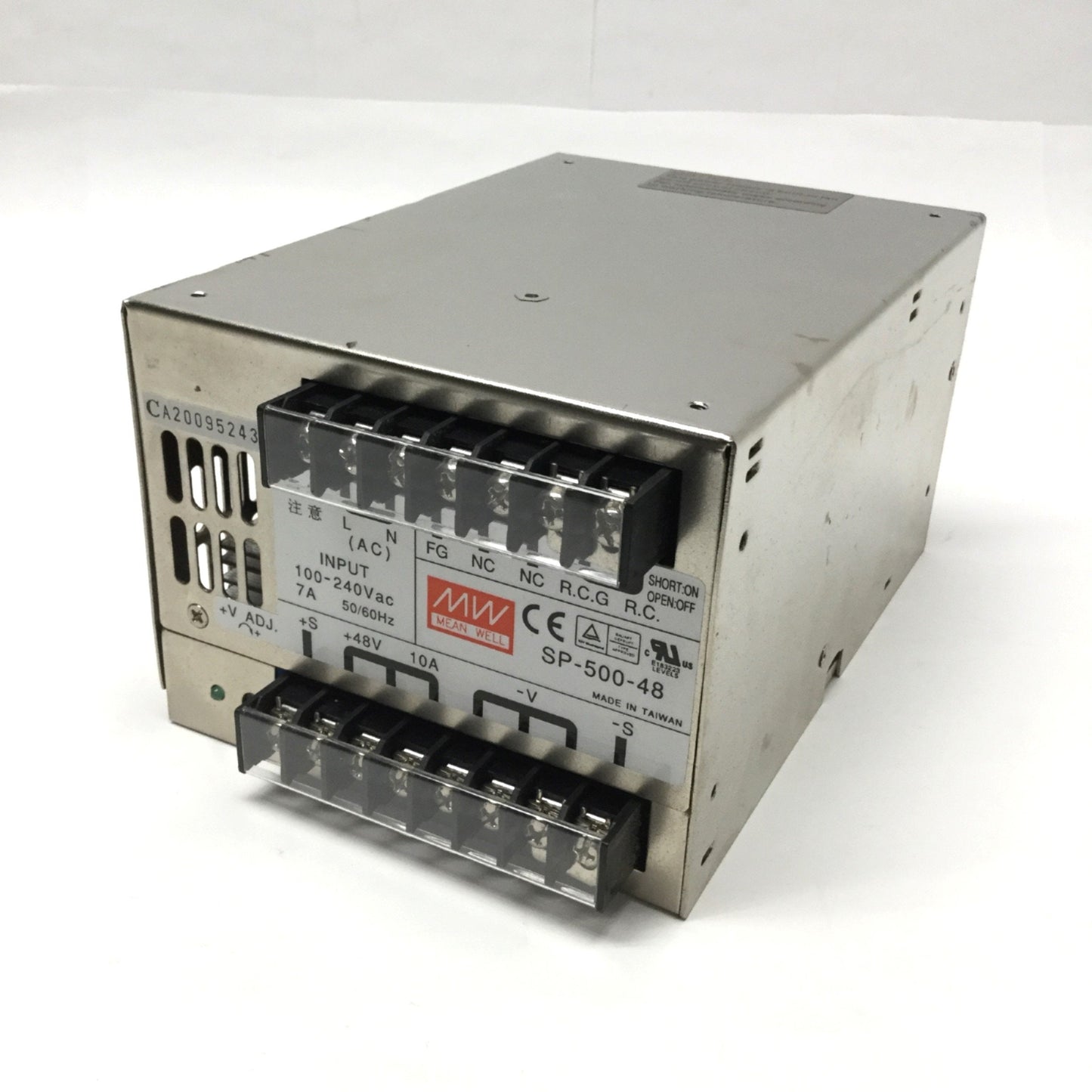 Used Mean Well SP-500-48 Enclosed Power Supply 100-240VAC 7A In, 48VDC 10A Out 480W
