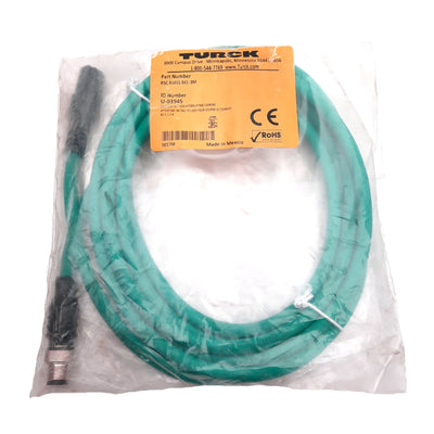New Turck RSC RJ45 841-3M Industrial Ethernet Cable, M12 8-Pin Male to RJ45, 3m Long