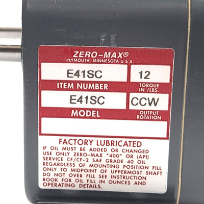 New Zero-Max E41SC Adjustable Speed Drive W/ Screw Control, 12 in-lbs, 0-400 RPM