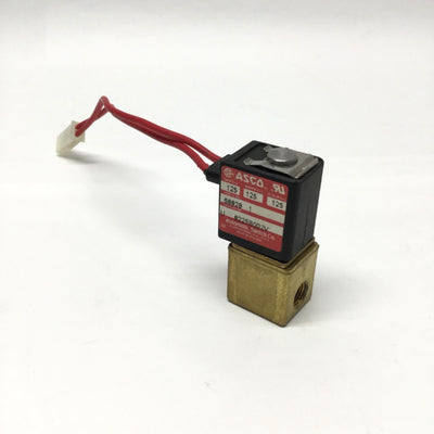 Used ASCO U8225B002V Solenoid Brass Valve 2-Way NC, 1/8" NPT, 24VDC, 125psi