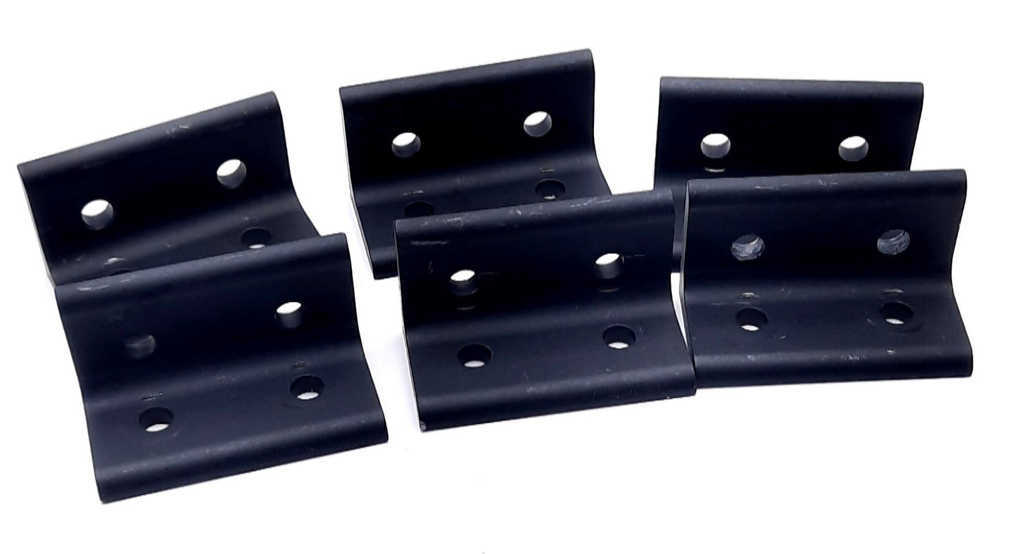 Used Lot of 6 80/20 4303 Aluminum Extrusion Inside 90 Degree Corner Brackets, 4-Hole