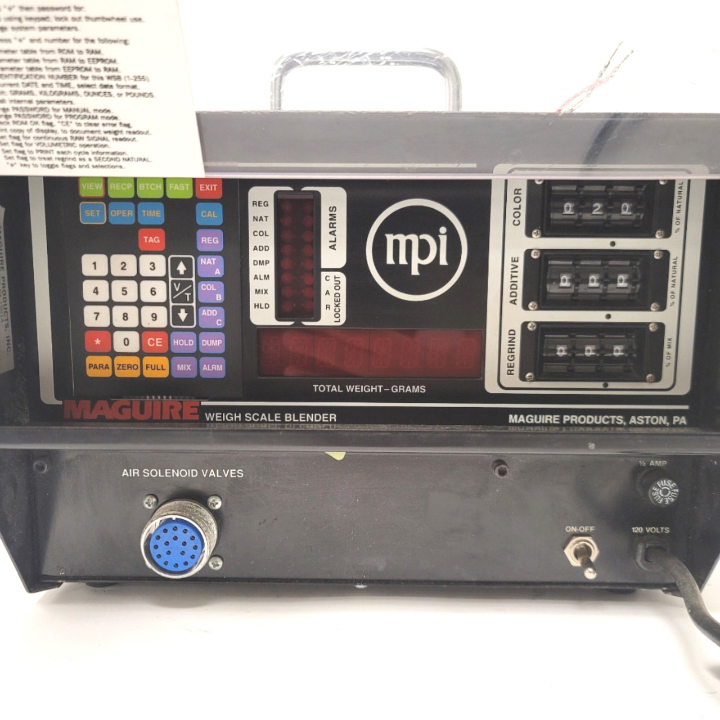 Used Maguire WSB MB Micro Blender Gravimetric Blender Controller, 100lbs/hr, 120VAC