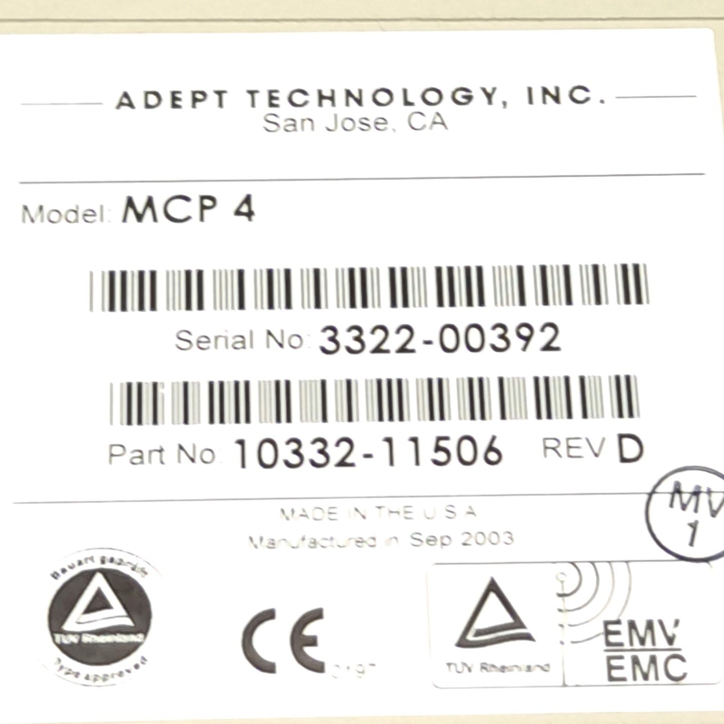 Used Adept 10332-11506 Rev D MCP4 Manual Control Operator Teach Pendant w/ Trigger