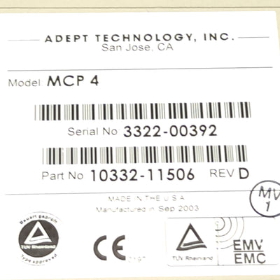 Used Adept 10332-11506 Rev D MCP4 Manual Control Operator Teach Pendant w/ Trigger