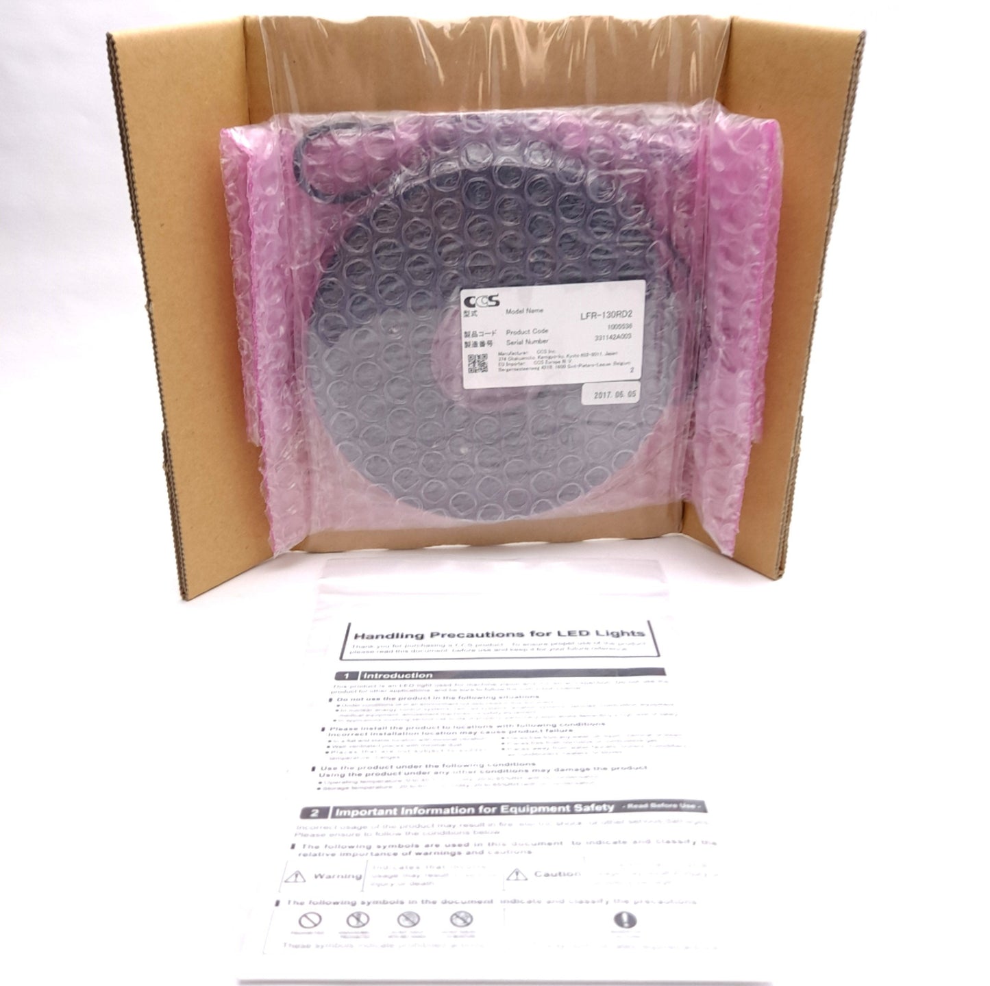 New CCS LFR-130RD2 Ring Light, Red 630nm, 24VDC 4.6W, ID: 44mm, OD: 125mm