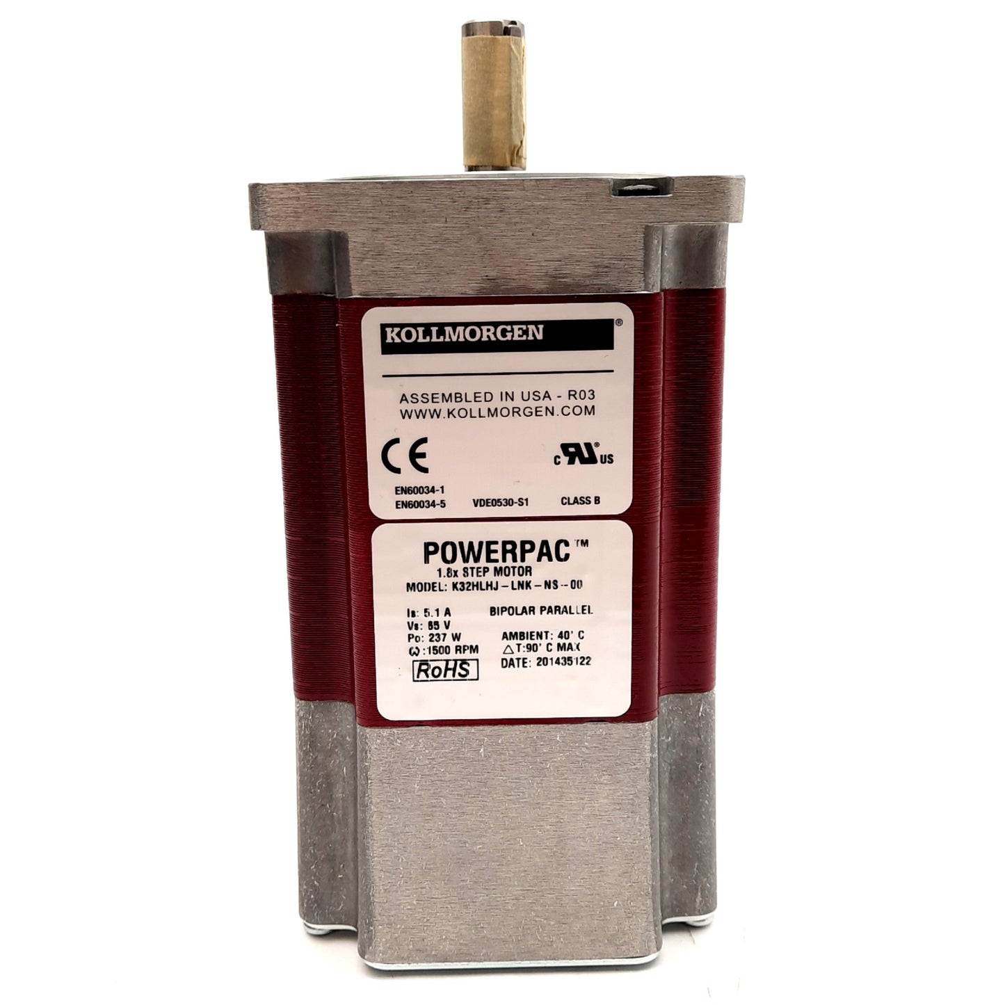 New Kollmorgen K32HLHJ-LNK-NS-00 Hybrid Step Motor, 1.8° Step, 1510oz-in, NEMA 34