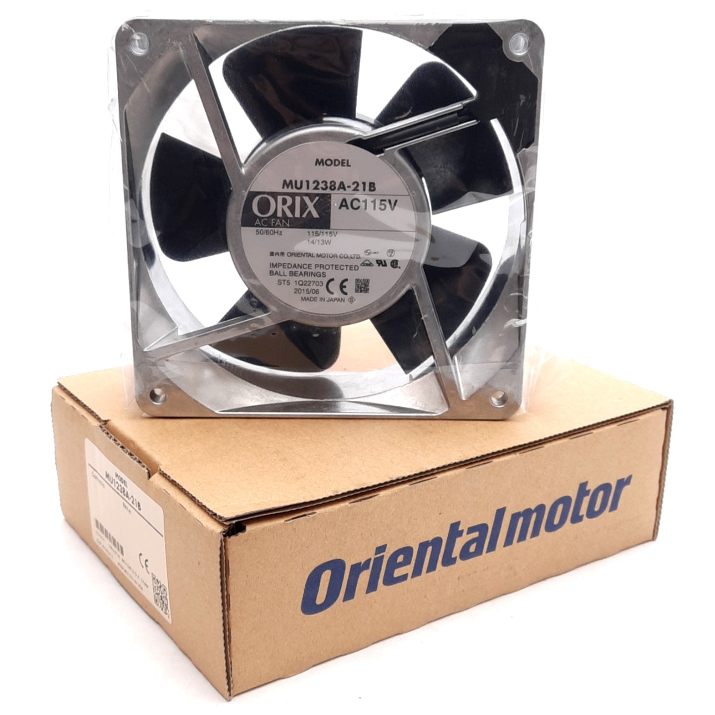 New Oriental Motor MU1238A-21B AC Axial Fan, 115VAC, 106CFM, 46dB, 4.69x4.69x1.5in