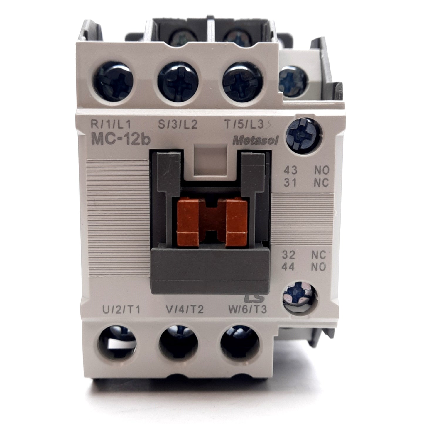 New LS Electric MC-12b-AC120V Contactor 600V, 3-Pole, 1NO+1NC, 120VAC Coil, DIN Rail