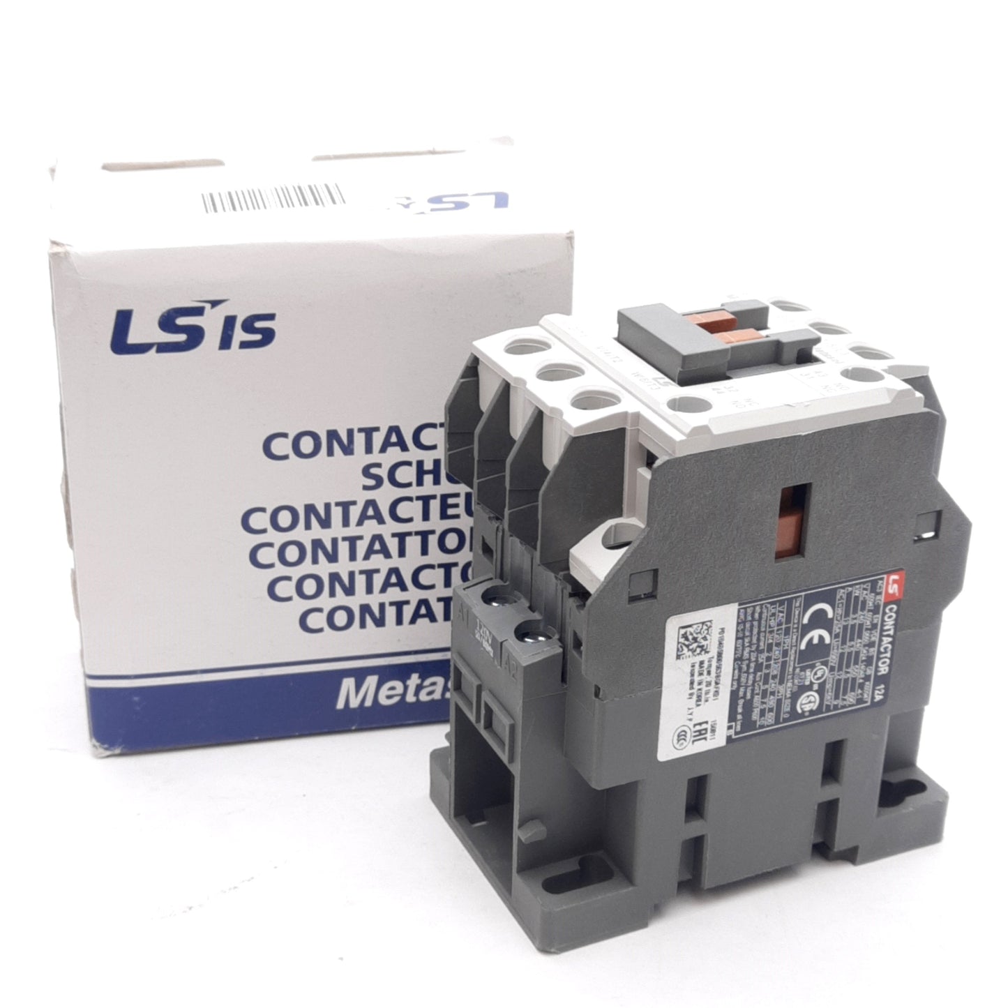 New LS Electric MC-12b-AC120V Contactor 600V, 3-Pole, 1NO+1NC, 120VAC Coil, DIN Rail