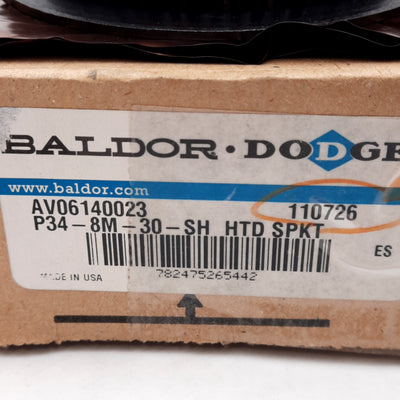 New – Open box Baldor 110726 High Torque Drive Belt Sprocket, ø1.8in Bore, 8mm Pitch, 3.81in OD