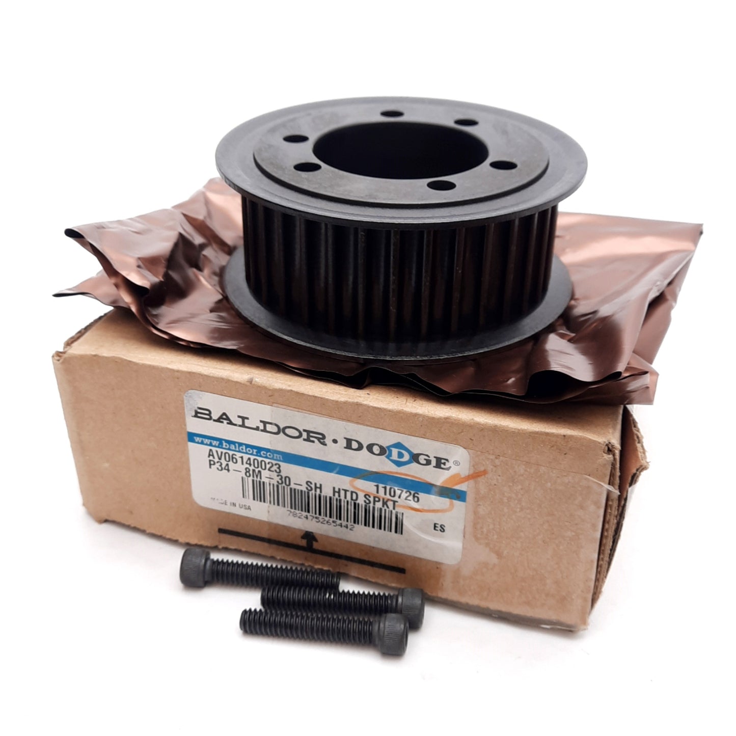 New – Open box Baldor 110726 High Torque Drive Belt Sprocket, ø1.8in Bore, 8mm Pitch, 3.81in OD