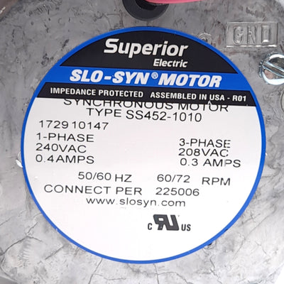 New Superior SS452-1010 SLO-SYN Synchronous Motor, 240VAC 1-Ph/208VAC 3-Ph