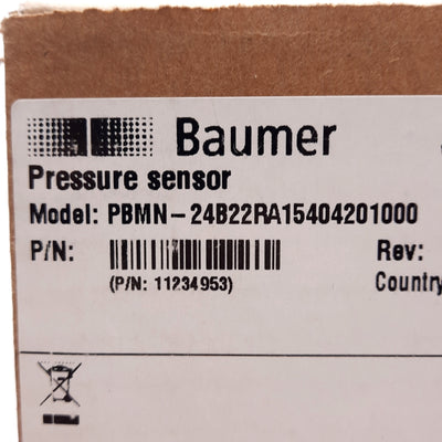 New Baumer PBMN-24B22RA15404201000 Pressure Sensor, 8-30VDC IN, 4-20mA OUT, 0-10bar
