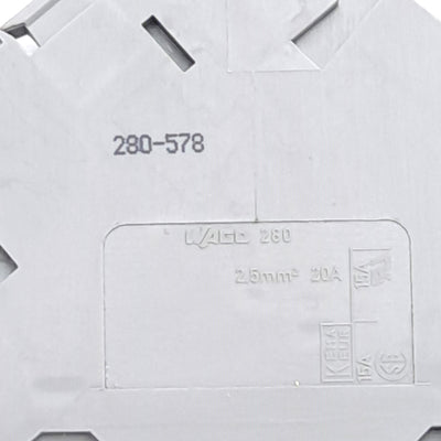 New – Open box Lot of 4 Wago 280-578 3-Conductor Terminal Block, 400V 20A, 4-Level, 2-Potential