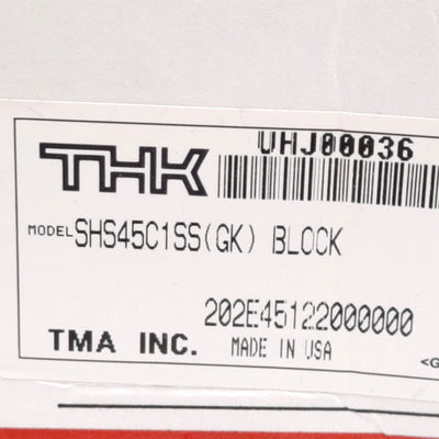 New THK SHS45C1SS(GK) Linear Guide Block, 140x120x51.1mm, M12 Mounting Holes, 82800N