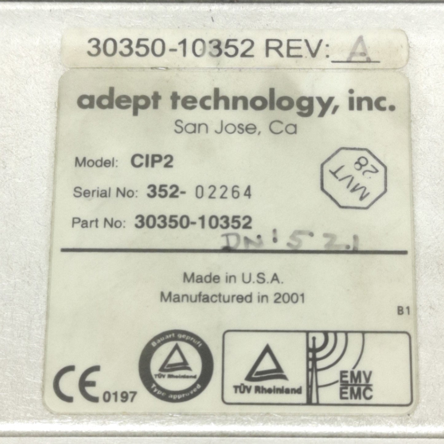 Used Adept Tech. 30350-10352 CIP2 Machine Interface Panel, RS232, 12" x 5-3/16"