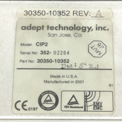 Used Adept Tech. 30350-10352 CIP2 Machine Interface Panel, RS232, 12" x 5-3/16"