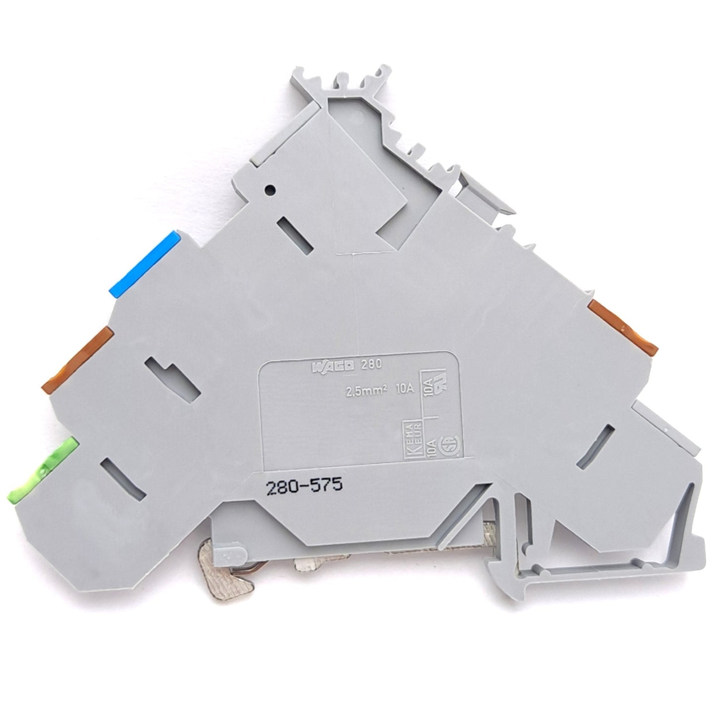 New – Open box Lot of 6 Wago 280-575 3-Conductor Terminal Block w/ Ground Contact, 125V 5A