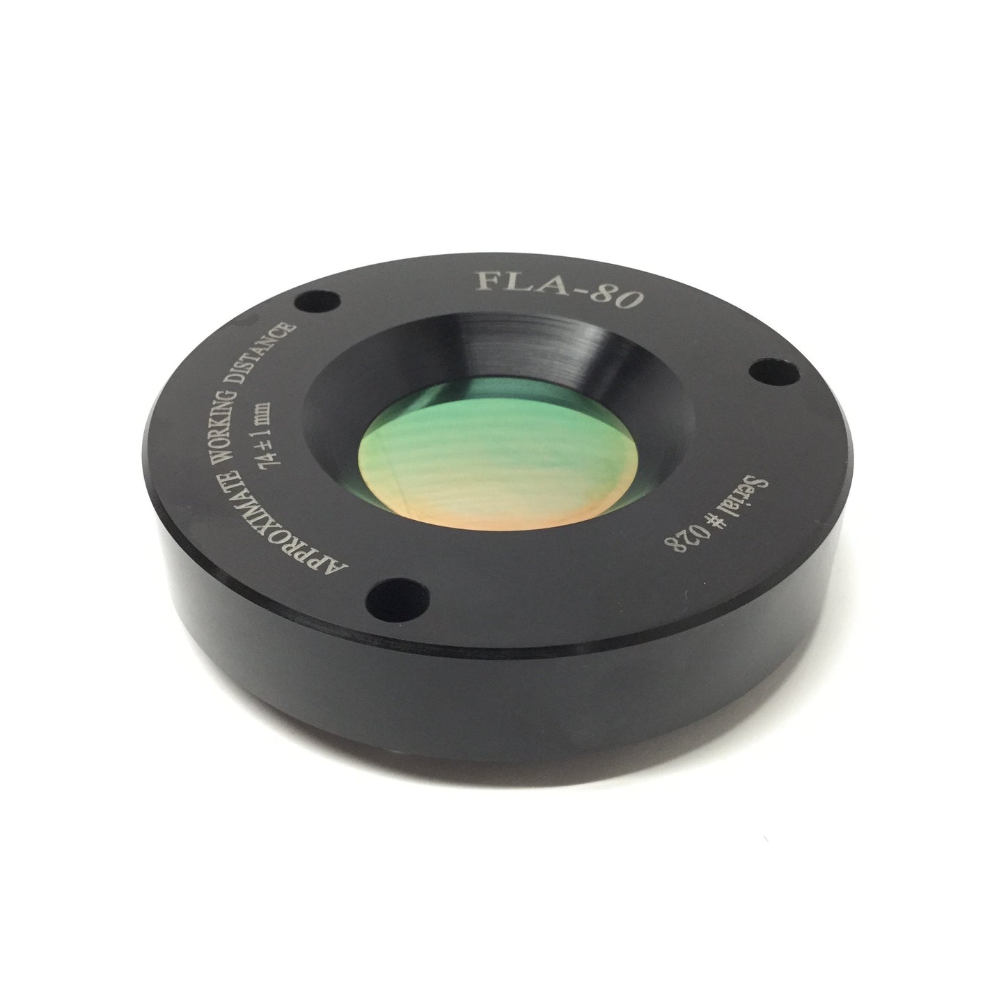 Used Synrad FLA-80 Lens 74 ±1mm Working Distance, 80mm FL, from FH Laser Scan Head