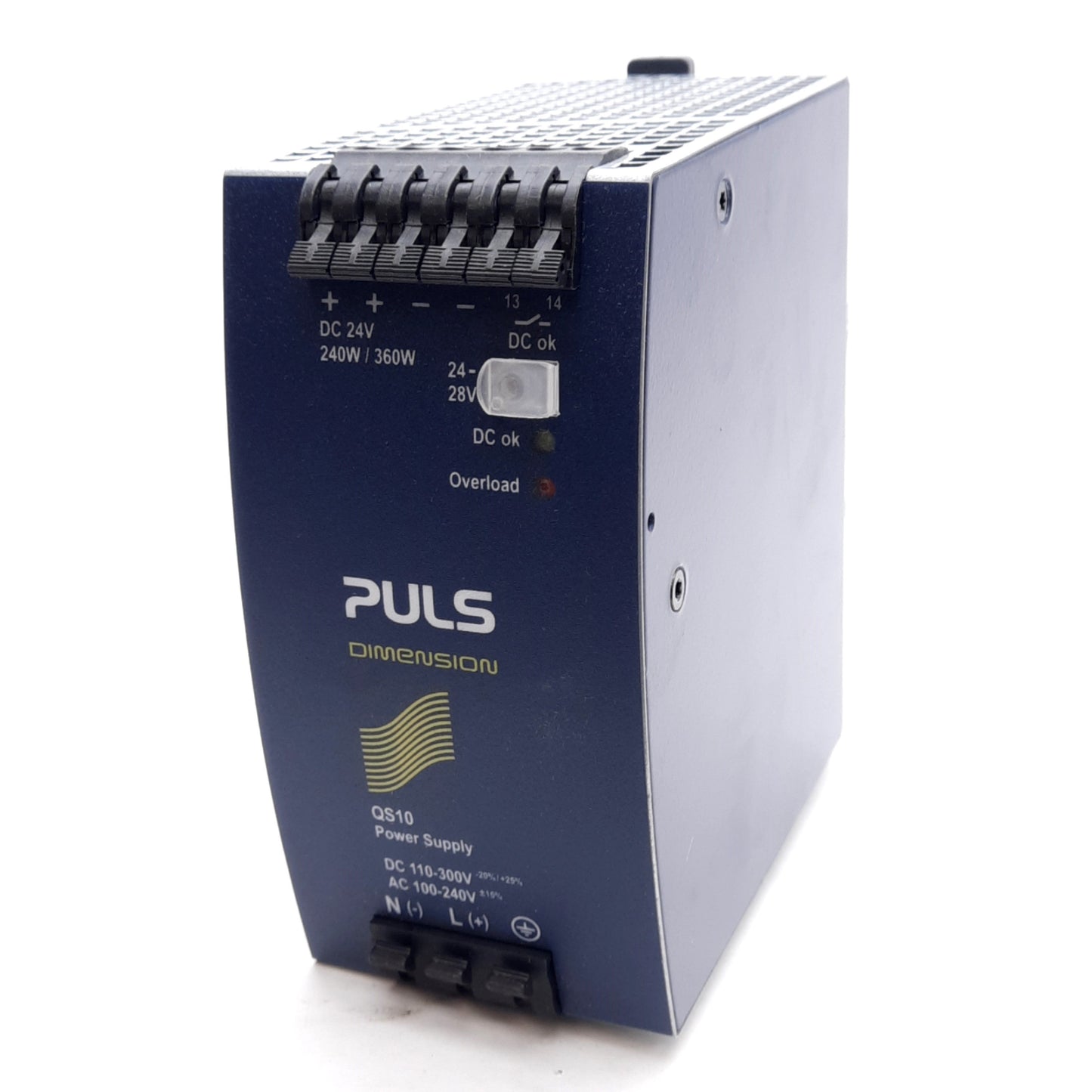 New PULS QS10-241-D1 Power Supply, 100-240VAC/110-300VDC IN, 24-28VDC OUT, DIN Rail