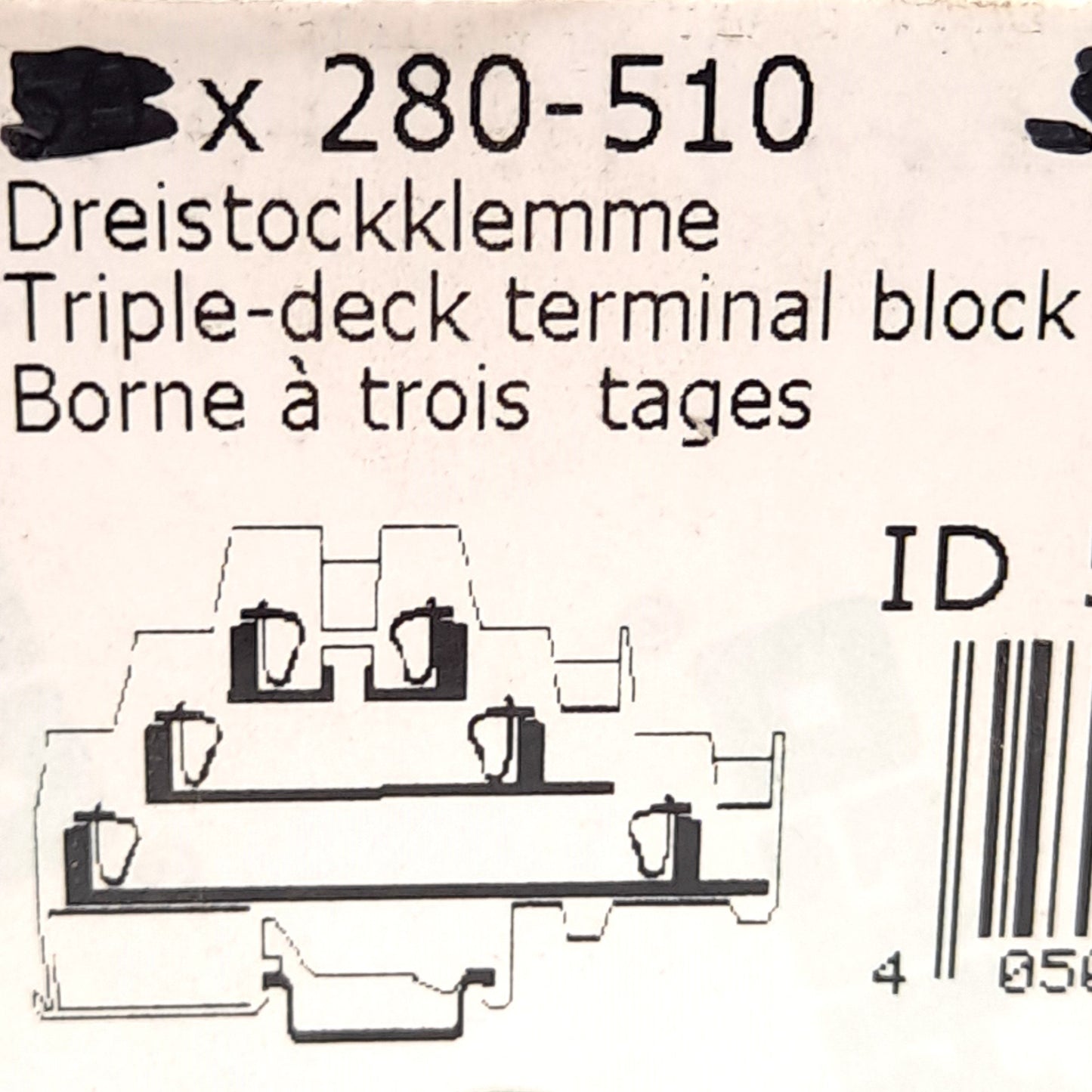 New – Open box Lot of 3 Wago 280-510 Terminal Block, 400V 20A, Cage Clamp, 3-Level, 3-Potential