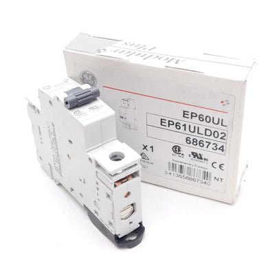 New General Electric EP61ULD02 Circuit Breaker, 1-Pole, 277VAC 2A, D Curve, DIN Rail