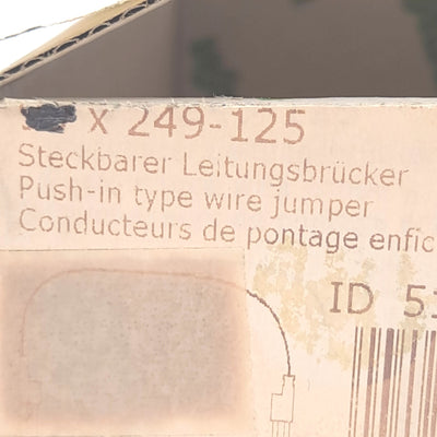 New – Open box Lot of 5 Wago 249-125 Push-In Type Wire Jumper, 60mm Long, 800V 9A Rating