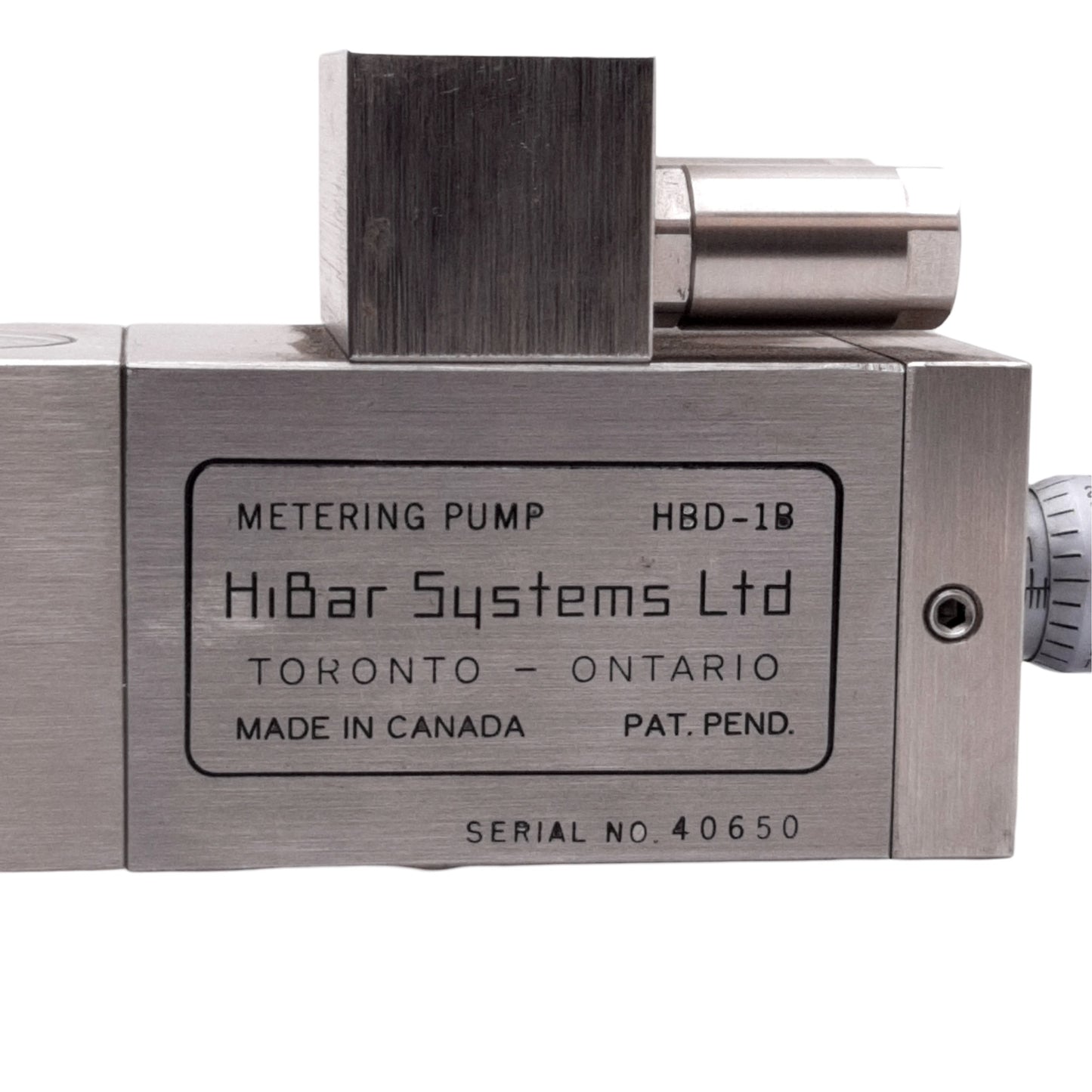 Used Hibar Systems HBD-1B 7M Precision Dispensing/Metering Pump 1.220cc Max
