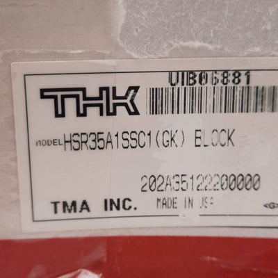 New THK HSR35A1SSC1 Linear Guide Block, 109.4x100x40.5mm, M10 Mounting Holes, 53.9kN