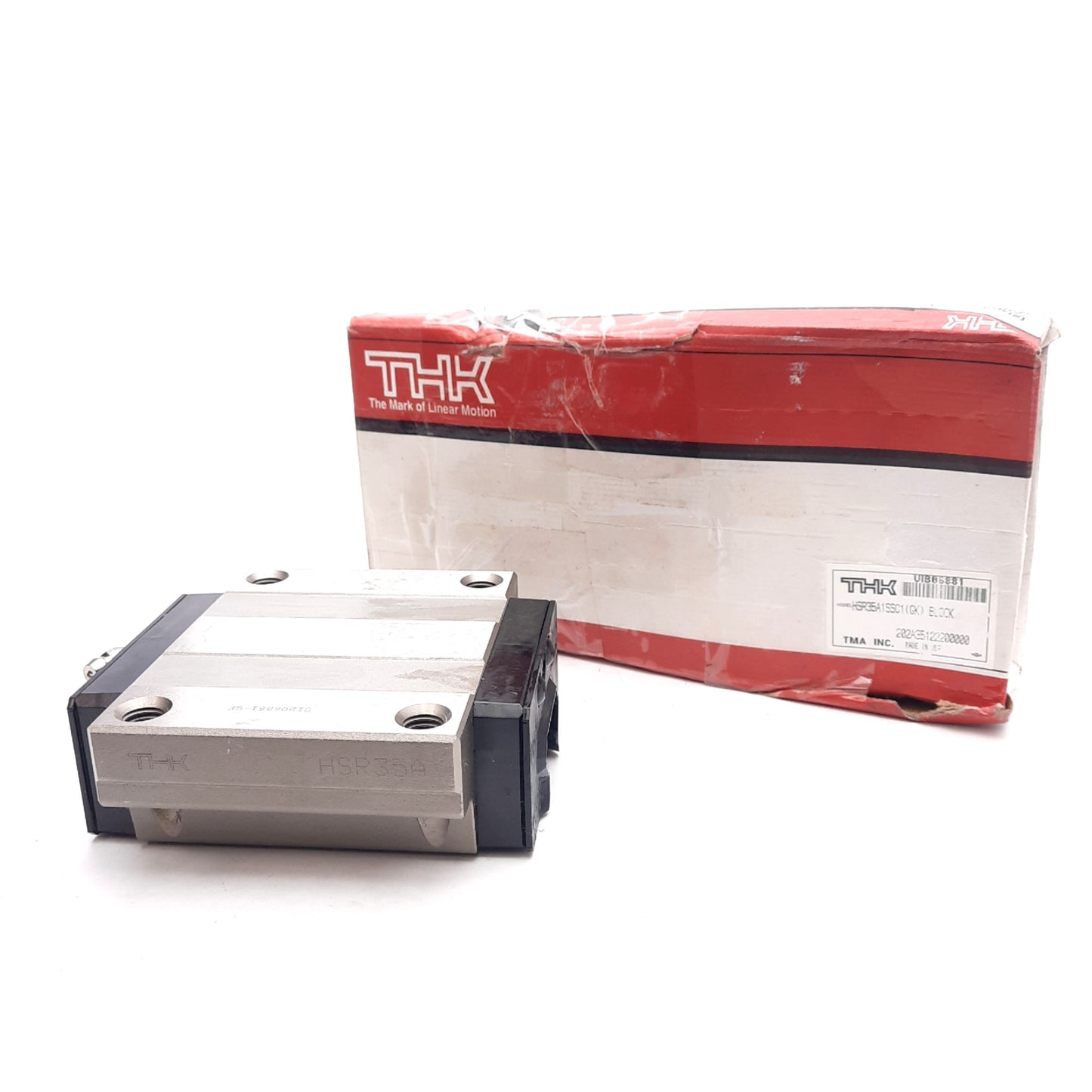 New THK HSR35A1SSC1 Linear Guide Block, 109.4x100x40.5mm, M10 Mounting Holes, 53.9kN