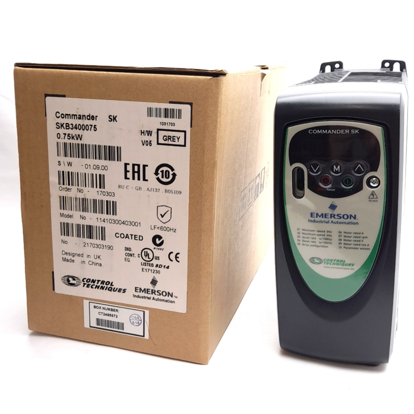 New Emerson/Control Techniques SKB3400075 Commander AC Drive, 1HP, 3-Phase 480VAC