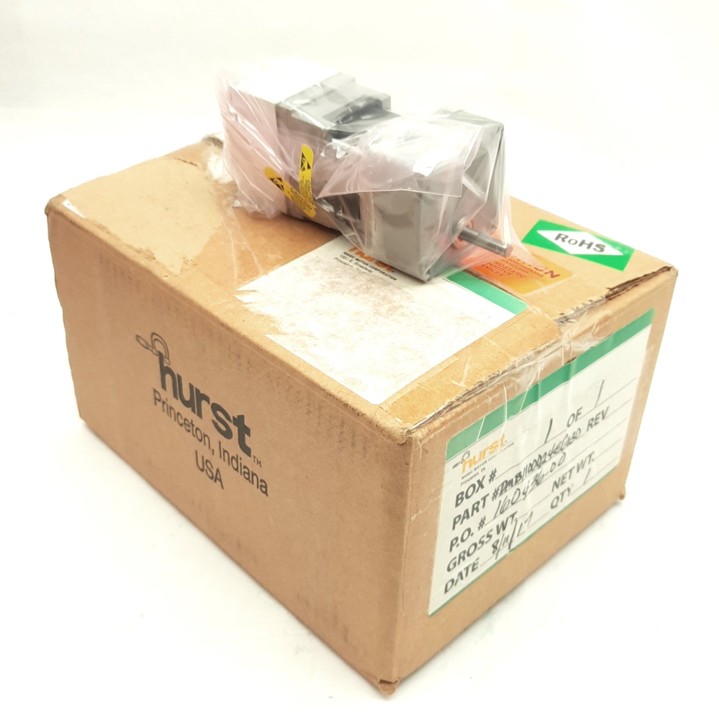 New Hurst Nidec DMB1100024RG030 Gearmotor 100/line Encoder, 24VDC, 9.3RPM, 200 Oz-In