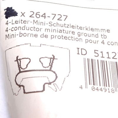 New – Open box Lot of 14 Wago 264-727 4-Conductor Ground Terminal Block, 1-Level, 1-Potential
