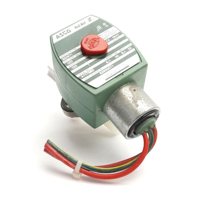 Used Asco 8260G071 Solenoid Valve 1/4" Jaco Tube Fitting, 120psi, 120/110VAC Coil