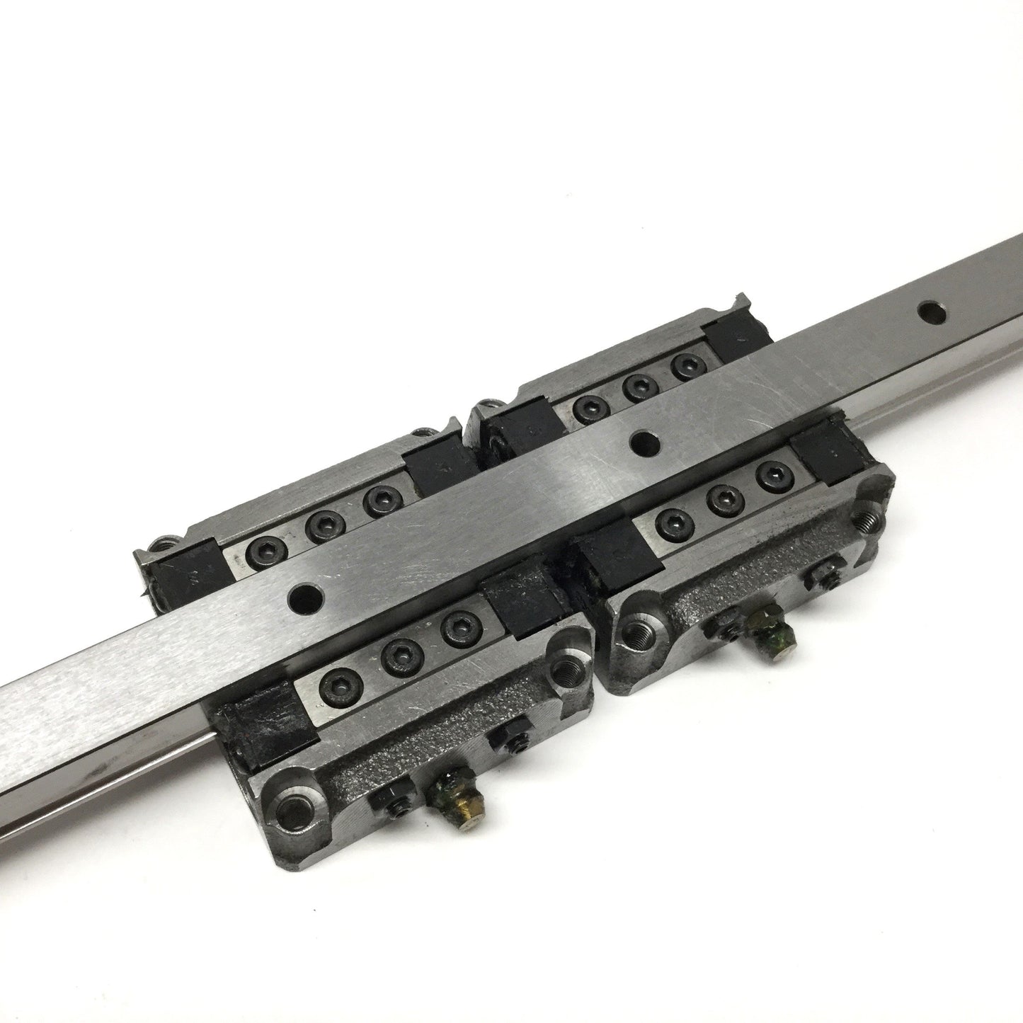 Used IKO LWA 15 Adjustable Preload Linear Ball Bearing Carriages (x2) on 1020mm Rail
