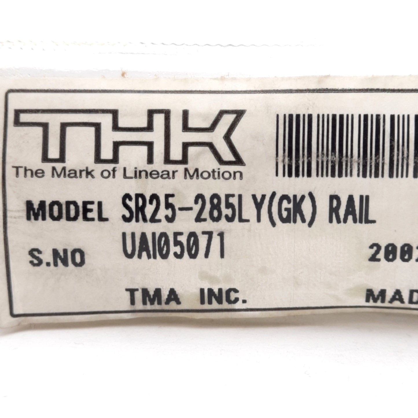 New THK SR25-285LY Linear Guide Rail, 285mm x 23mm x 18mm, 60mm Pitch, Carbon Steel