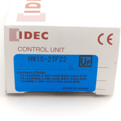 New Idec HW1S-2TF22 22mm Selector Switch, 2-Position Maintained, 2NO+2NC 600V 10A