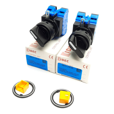 New Lot of 2 Idec HW1S-2TF20 22mm 2-Position Selector Switch, 2NO, 600V 10A